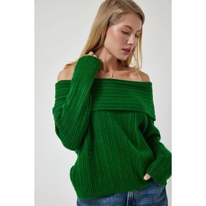 Happiness İstanbul Women's Dark Green Madonna Collar Knitwear Sweater obraz