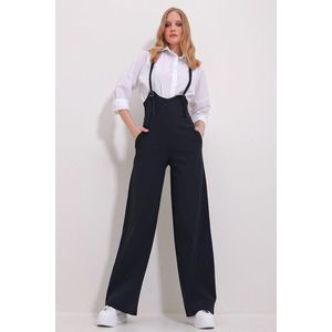 Trend Alaçatı Stili Women's Navy Blue Double Pocket Strappy Lycra Overalls Jumpsuit obraz