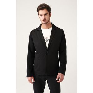 Avva Men's Black Monochrome Collar Unlined Sweater Detailed Slim Fit Slim Fit Jacket obraz
