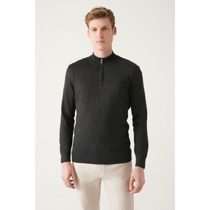 Avva Men's Anthracite High Neck Wool Blended Regular Fit Knitwear Sweater obraz