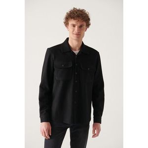 Avva Men's Black Cotton Lightweight Comfort Fit Casual Cut Jacket Coat obraz