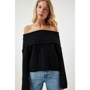 Happiness İstanbul Women's Black Madonna Collar Knitwear Sweater obraz