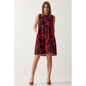 Happiness İstanbul Women's Black Red Patterned Summer Bell Dress obraz