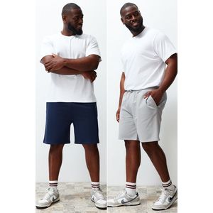 Trendyol Plus Size Grey-Navy 2-Pack Regular/Regular Fit 100% Cotton Shorts obraz