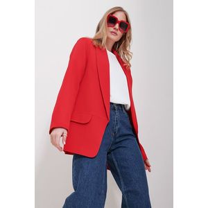Trend Alaçatı Stili Women's Red Shawl Collar Lined Jacket obraz