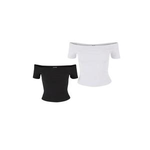 Dámské tričko Organic Off Shoulder Rib - 2 Pack černé+bílé obraz