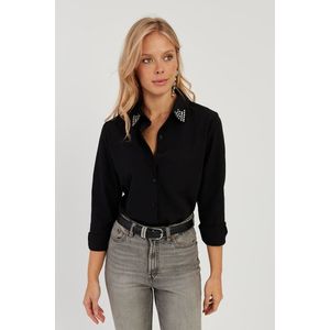 Cool & Sexy Women's Black Stone Detailed Shirt obraz