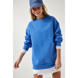 Happiness İstanbul Women's Sky Blue Raised Basic Sweatshirt obraz