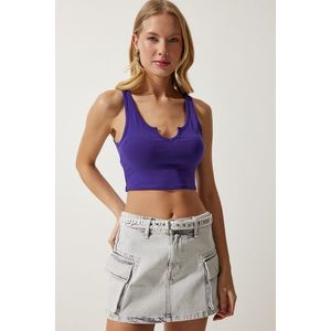 Happiness İstanbul Women's Purple Strap Crop Knitted Blouse obraz