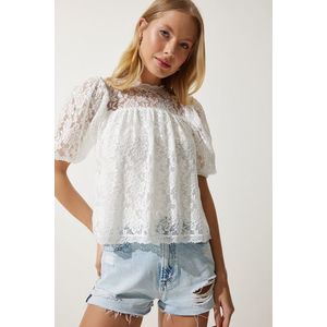 Happiness İstanbul Women's White Lace Knitted Blouse obraz