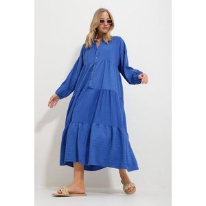 Trend Alaçatı Stili Women's Saxe Blue Maxi Length Dress obraz