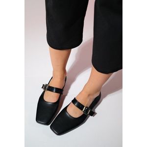 LuviShoes BLUFF Black Skin Flat Toe Women's Flat Shoes obraz