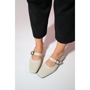 LuviShoes BLUFF Women's Beige Skin Flat Toe Flat Shoes obraz