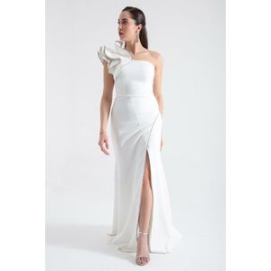 Lafaba Women's White One-Shoulder Slit Long Evening Dress obraz