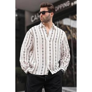 Madmext Men's Brown Patterned Long Sleeve Shirt 6734 obraz