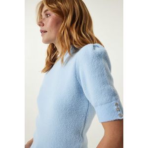 Happiness İstanbul Women's Sky Blue Soft Textured Seasonal Knitwear Blouse obraz