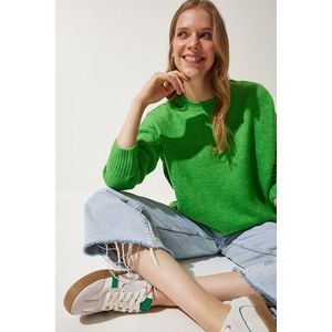 Happiness İstanbul Women's Green Oversize Knitwear Sweater obraz