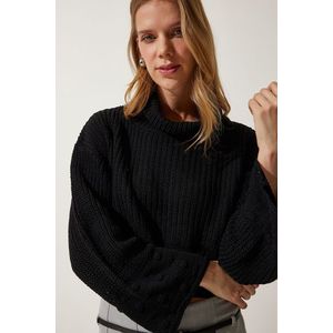 Happiness İstanbul Women's Black Turtleneck Textured Seasonal Knitwear Sweater obraz