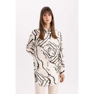DEFACTO Relax Fit Shirt Collar Printed Long Sleeve Tunic obraz