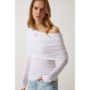Happiness İstanbul Women's Ecru Off-Shoulder Gathered Detailed Blouse obraz