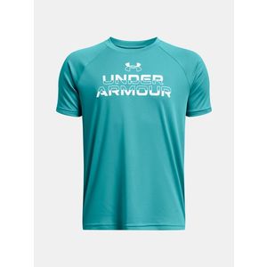 Tyrkysové klučičí tričko Under Armour UA Tech Split Wordmark SS obraz