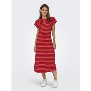 Červené dámské pruhované basic midi šaty ONLY May obraz
