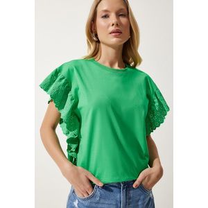 Happiness İstanbul Women's Green Scalloped Knitted Blouse obraz