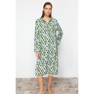 Trendyol Geometric Print Maxi Woven Tassel Beach Dress obraz