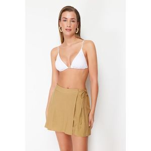 Trendyol Beige Woven Slit Linen-blend Short Skirt obraz