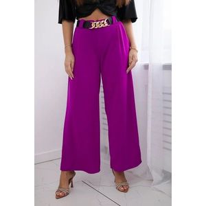 Viskózové kalhoty se širokými nohavicemi tmavě fialové barvy obraz