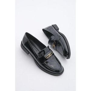 Marjin Cesar Black Patent Leather Loafer Buckled Casual Shoes obraz