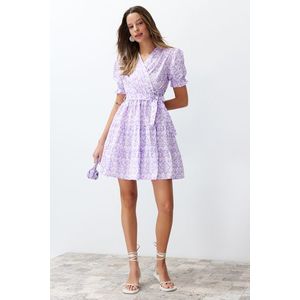 Trendyol Lilac Ethnic Pattern Waist Open Mini Woven Mini Dress obraz