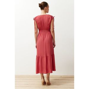 Trendyol Dried Rose Skirt Flounce Maxi Woven Dress obraz
