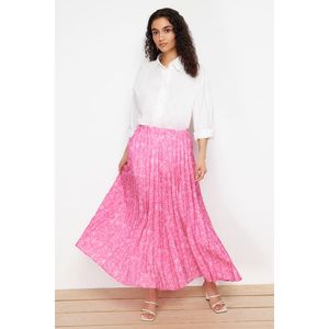Trendyol Fuchsia Floral Patterned Pleated Elastic Waist Woven Skirt obraz