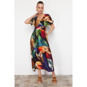 Trendyol Multi Color Floral Print A-line Viscose Midi Woven Dress obraz