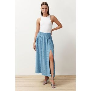 Trendyol Blue Textured Front Slit Detailed Maxi Length Woven Skirt obraz