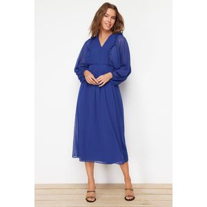 Trendyol Saxe Blue Minimally Patterned Chiffon Lined Woven Dress obraz