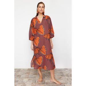 Trendyol Animal Print Wide Fit Midi Woven Beach Dress obraz