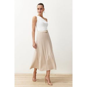 Trendyol Stone Flared Maxi Elastic Skirt obraz