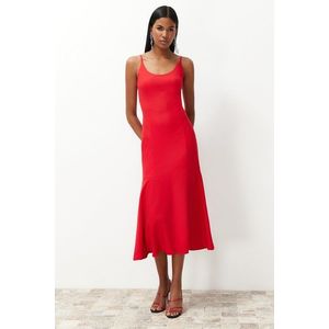 Trendyol Red Fitted Strap Woven Dress obraz