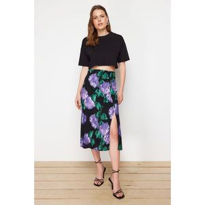 Trendyol Lilac Slit Detail Viscose Fabric Patterned Midi Woven Skirt obraz