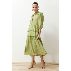 Trendyol Open Straight Cut Embroidered Midi Woven Dress obraz