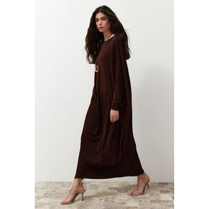 Trendyol Brown Elegant Knitted Kaftan Dress obraz