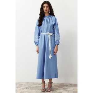 Trendyol Blue Sleeve Embroidered / Embroidered Balloon Sleeve Woven Dress obraz