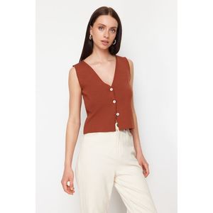 Trendyol Brown Basic Vest Look Premium Yarn/Special Yarn Knitwear Blouse obraz