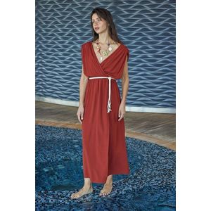 Trendyol Tile Belted Maxi Woven Beach Dress obraz