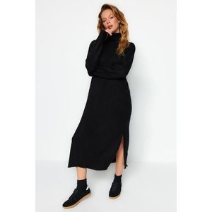 Trendyol Black Wide Fit Midi Sweater Turtleneck Dress obraz