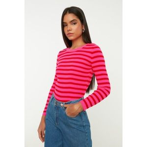 Trendyol Red Basic Striped Knitwear Sweater obraz