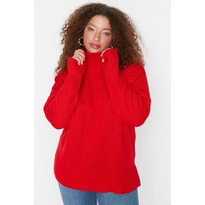 Trendyol Curve Red Turtleneck Off Shoulder Knitwear Sweater obraz