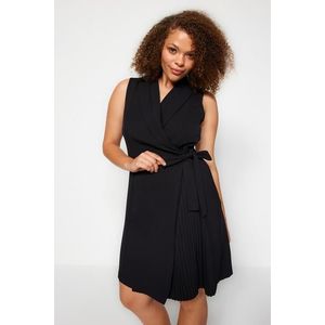 Trendyol Curve Black Plain Double Breasted Woven Dress obraz